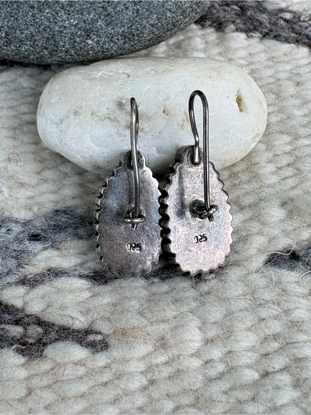 Sterling Silver Tibetan Dzi Bead Earrings